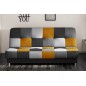 Canapé 3 places convertible - multicolore - en tissu de belle qualité, CAYENNE, Multicolore jaune gris noir