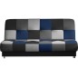 Canapé 3 places convertible - noir/gris/bleu/multicolore - en tissu de belle qualité, CAYENNE