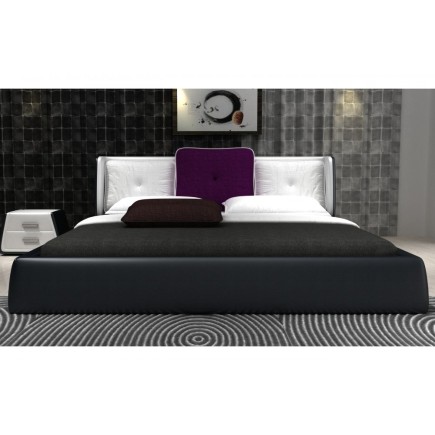 Lit design en cuir italien de luxe LUNA, noir et blanc, 160x200