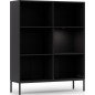 Buffet haut de la collection Lancaster, 120x150x40 cm, noir mat et chêne aristan, Bois et noir