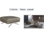 Autre paiement : Canapé d'angle en 100% tout cuir épais luxe italien 5/6 places PORTO, angle droit, blanc cassé, Pouf PORTO en t