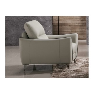 Ensemble canapé 3 places + fauteuil 1 place en cuir italien buffle RIVOLI, gris clair