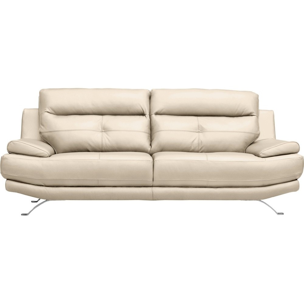 Canapé 3 places en 100% tout cuir épais italien vachette DEREK, couleur beige
