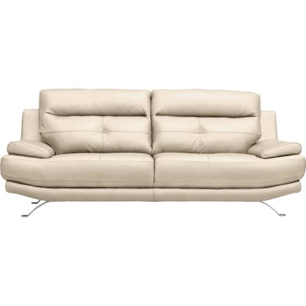 Canapé 3 places en 100% tout cuir épais italien vachette DEREK, couleur beige