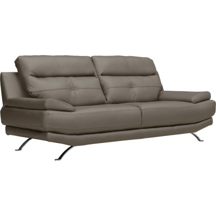 Canapé 3 places en 100% tout cuir épais italien vachette DEREK, couleur taupe