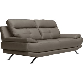 Canapé 3 places en 100% tout cuir épais italien vachette DEREK, couleur taupe
