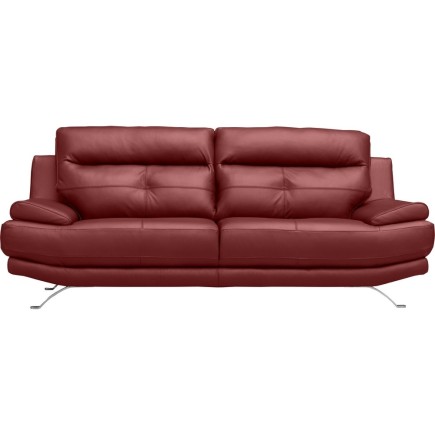 Canapé 3 places en 100% tout cuir épais italien vachette DEREK, couleur bordeaux