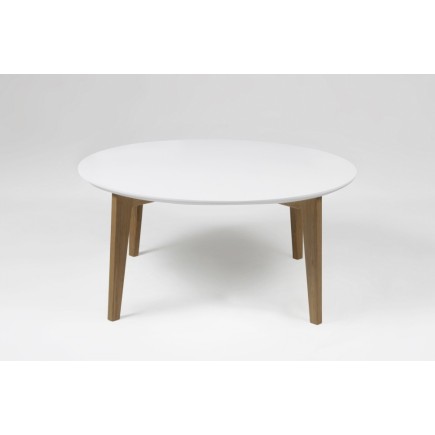 Table basse design nordique, ronde, IPSO, blanche