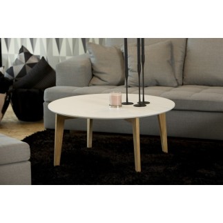 Table basse design nordique, ronde, IPSO, blanche