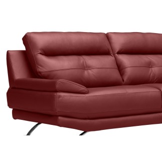 Canapé 2 places en 100% tout cuir épais italien vachette DEREK, couleur bordeaux
