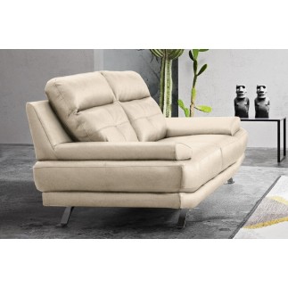 Canapé 2 places en 100% tout cuir épais italien vachette DEREK, couleur beige