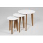 Ensemble de 3 tables basses design ELISE en bois lacqué blanc