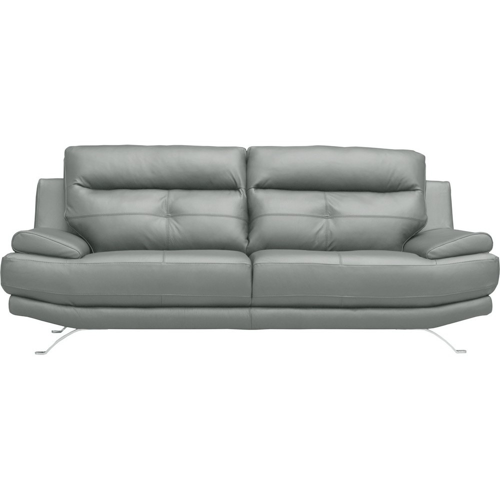 Canapé 3 places en 100% tout cuir épais italien vachette DEREK, couleur gris steel