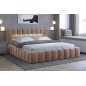 Lit 180x200 rembourré en velours luxe avec coffre et éclairage LED, marron, LANA