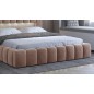 Lit 160x200 rembourré en velours luxe avec coffre et éclairage LED, marron, LANA