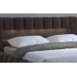 Lit 160x200 rembourré en velours luxe avec coffre et éclairage LED, chocolat, LANA