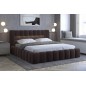 Lit 180x200 rembourré en velours luxe avec coffre et LED, chocolat, LANA