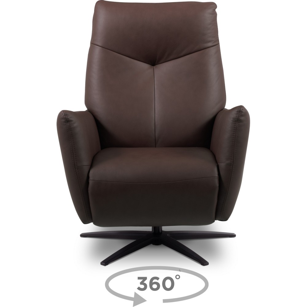 Fauteuil relax électrique en 100% tout cuir épais luxe italien, chocolat, CLAUDIO, 2 moteurs Fauteuil relax électrique en 100% tout cuir épais luxe italien, chocolat, CLAUDIO, 2 moteurs