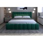Lit 180x200 rembourré en velours luxe avec coffre et éclairage LED, vert, LANA