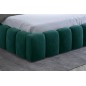 Lit 180x200 rembourré en velours luxe avec coffre et éclairage LED, vert, LANA