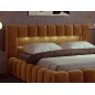 Lit 140x200 rembourré en velours luxe avec coffre et éclairage LED, couleur bronze, LANA