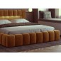Lit 140x200 rembourré en velours luxe avec coffre et éclairage LED, couleur bronze, LANA