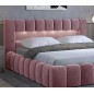 Lit 140x200 rembourré en velours luxe avec coffre et éclairage LED, rose, LANA