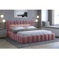 Lit 180x200 rembourré en velours luxe avec coffre et éclairage LED, rose, LANA