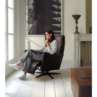Fauteuil relax électrique en 100% tout cuir épais luxe italien