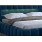 Lit 160x200 rembourré en velours luxe avec coffre et éclairage LED, bleu, LANA