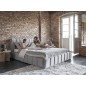 Lit 140x200 rembourré en velours luxe avec coffre et éclairage LED, gris, LANA