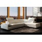 Canapé d'angle en cuir italien 6/7 places IZEN, blanc, version LUXE, angle droit
