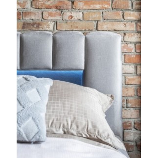 Lit 180x200 rembourré en velours luxe avec coffre et éclairage LED, gris, LANA