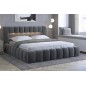 Lit 160x200 rembourré en velours luxe avec coffre et éclairage LED, gris foncé, LANA