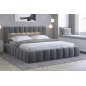Lit 180x200 rembourré en velours luxe avec coffre et éclairage LED, gris foncé, LANA