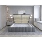 Lit 180x200 rembourré en velours luxe avec coffre et éclairage LED, gris foncé, LANA