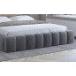 Lit 180x200 rembourré en velours luxe avec coffre et éclairage LED, gris foncé, LANA