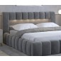 Lit 180x200 rembourré en velours luxe avec coffre et éclairage LED, gris foncé, LANA