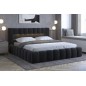 Lit 180x200 rembourré en velours luxe avec coffre et éclairage LED, anthracite, LANA