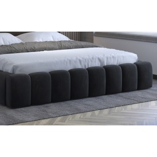 Lit 180x200 rembourré en velours luxe avec coffre et éclairage LED, anthracite, LANA