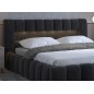 Lit 180x200 rembourré en velours luxe avec coffre et éclairage LED, anthracite, LANA