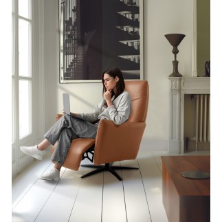 Fauteuil relax électrique en 100% tout cuir épais luxe italien