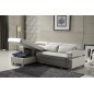 Canapé d'angle convertible en cuir buffle italien 5 places, ALLURE, blanc, angle gauche