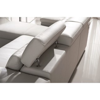Canapé d'angle convertible en cuir buffle italien 5 places, ALLURE, blanc, angle gauche