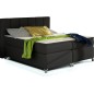 Ensemble boxspring complet tête de lit + sommiers + matelas + surmatelas BASSANO - en simili cuir noir - 140x200 cm