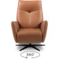 Fauteuil relax électrique en 100% tout cuir épais luxe italien, cognac, CLAUDIO, 2 moteurs Fauteuil relax électrique en 100% tout cuir épais luxe italien, cognac, CLAUDIO, 2 moteurs