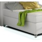 Ensemble boxspring complet tête de lit + sommiers + matelas + surmatelas BASSANO - en simili cuir blanc cassé - 140x200 cm