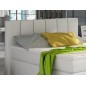 Ensemble boxspring complet tête de lit + sommiers + matelas + surmatelas BASSANO - en simili cuir blanc cassé - 140x200 cm