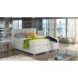 Ensemble boxspring complet tête de lit + sommiers + matelas + surmatelas BASSANO - en simili cuir blanc cassé - 140x200 cm