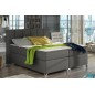 Ensemble boxspring complet tête de lit + sommiers + matelas + surmatelas BASSANO - en simili cuir gris foncé - 140x200 cm